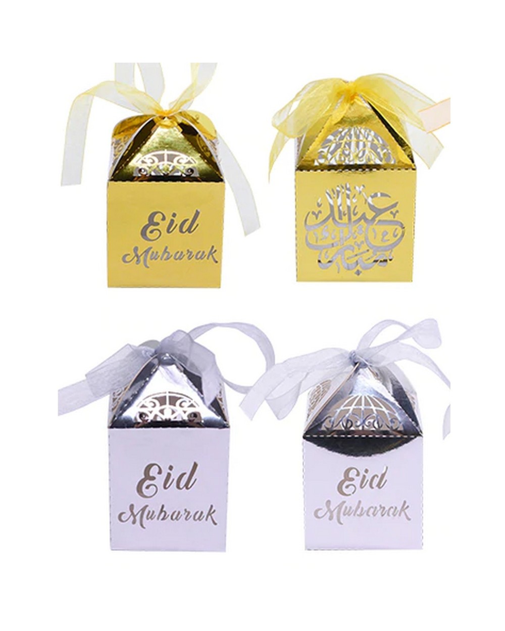 Lot of 10 candy box with eid mubarak and calligraprie bow