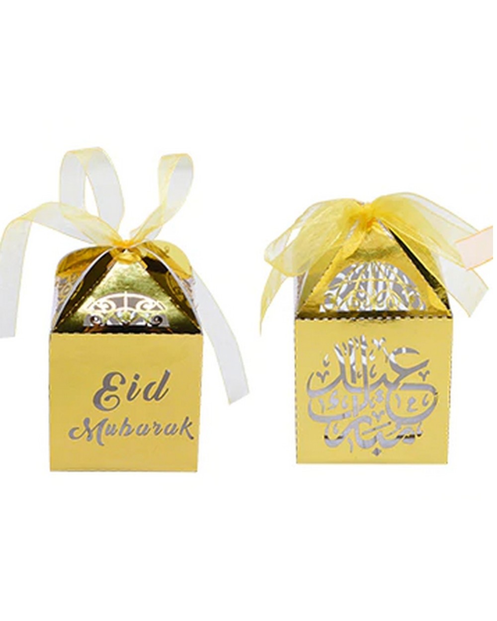 Lot de 10 boite de bonbon avec noeud eid mubarak et calligraprie