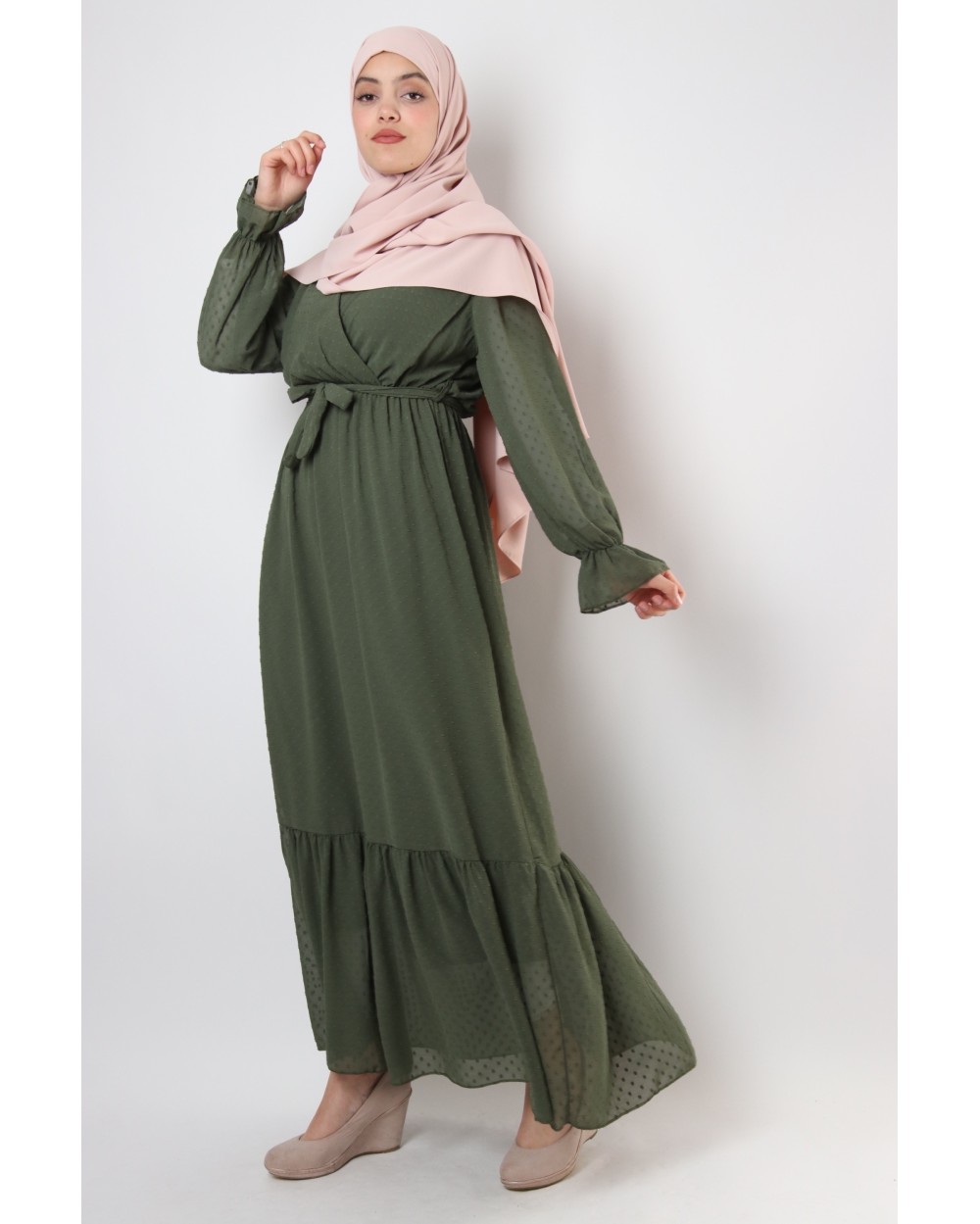 Roumeyssa plumetis ruffle dress