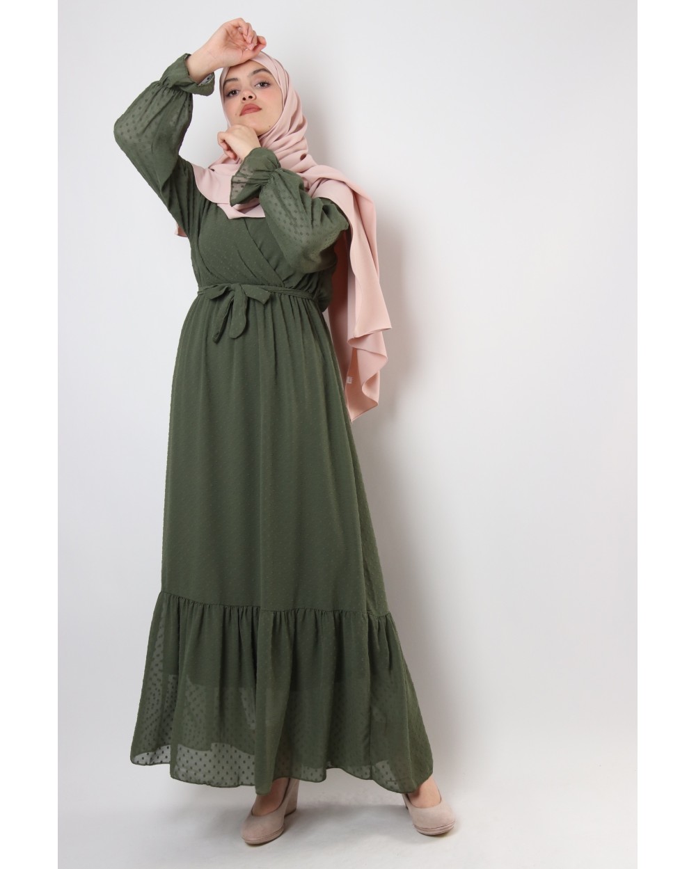 Roumeyssa plumetis ruffle dress