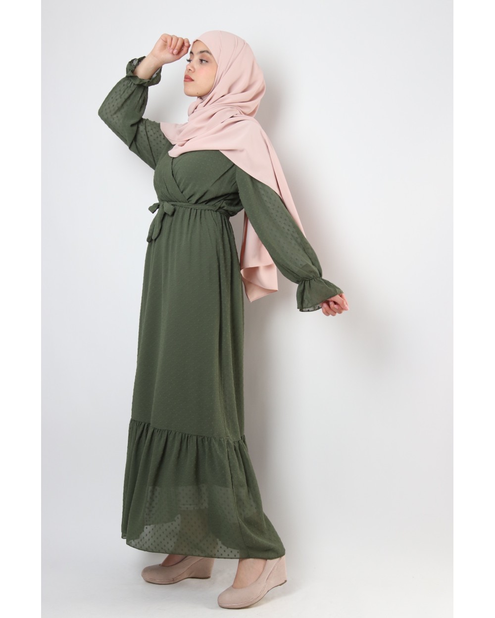 Roumeyssa plumetis ruffle dress