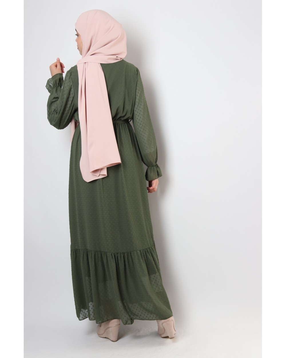 Roumeyssa plumetis ruffle dress