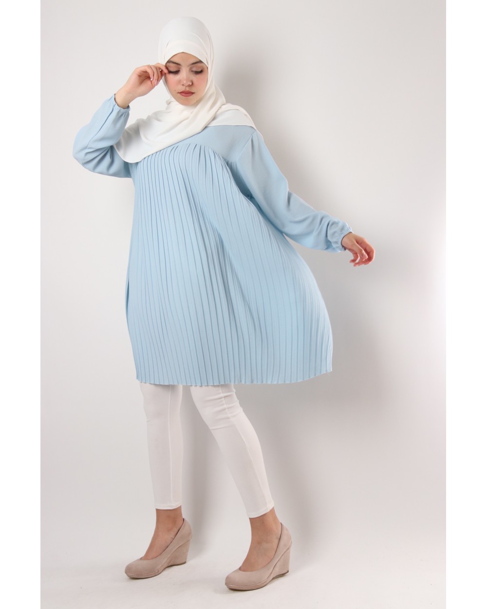 Tunique Triana crêpe plissée grande taille