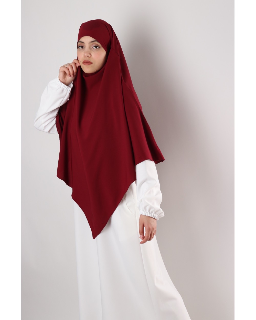 Khimar JAMILA short tip Color Burgundy 