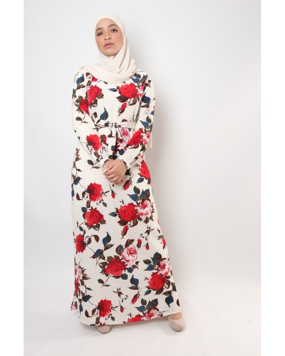 Floral FARAH dress with slits on the sides