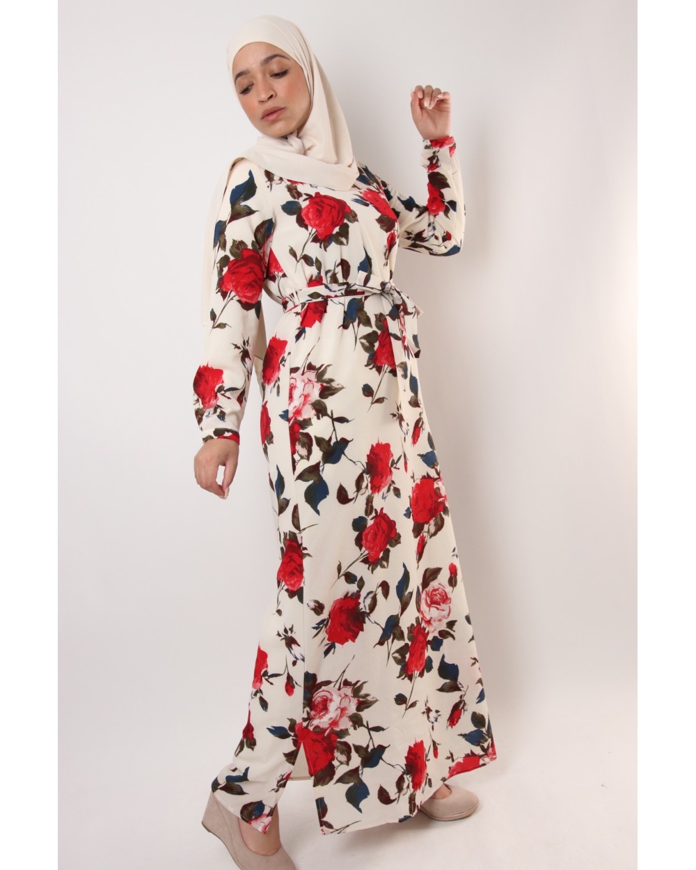 Floral FARAH dress with slits on the sides