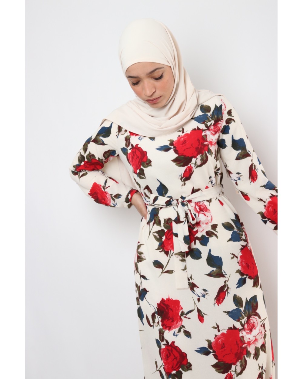 Floral FARAH dress with slits on the sides