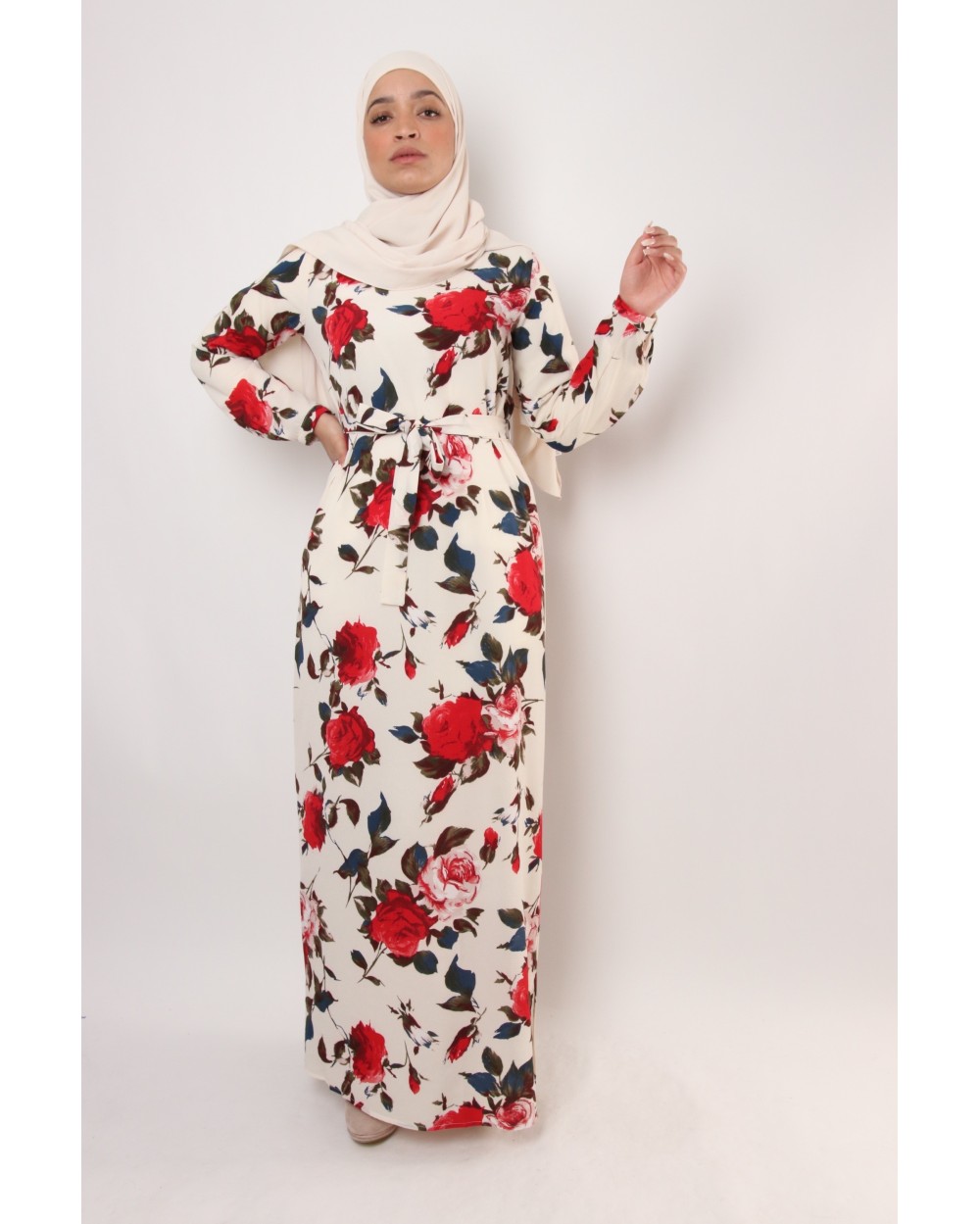 Floral FARAH dress with slits on the sides