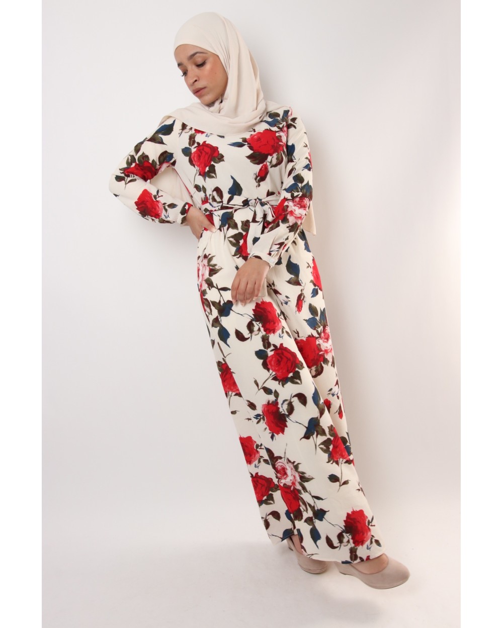Floral FARAH dress with slits on the sides