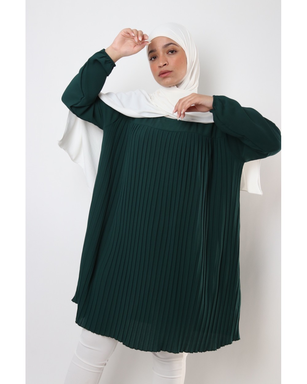 Tunique Triana crêpe plissée grande taille