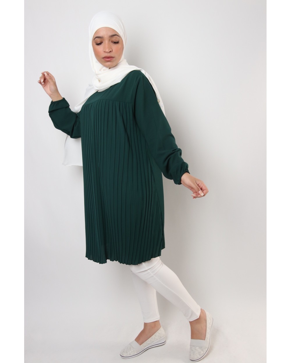 Tunique Triana crêpe plissée grande taille
