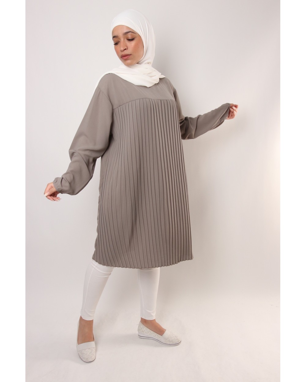 Tunique Triana crêpe plissée grande taille