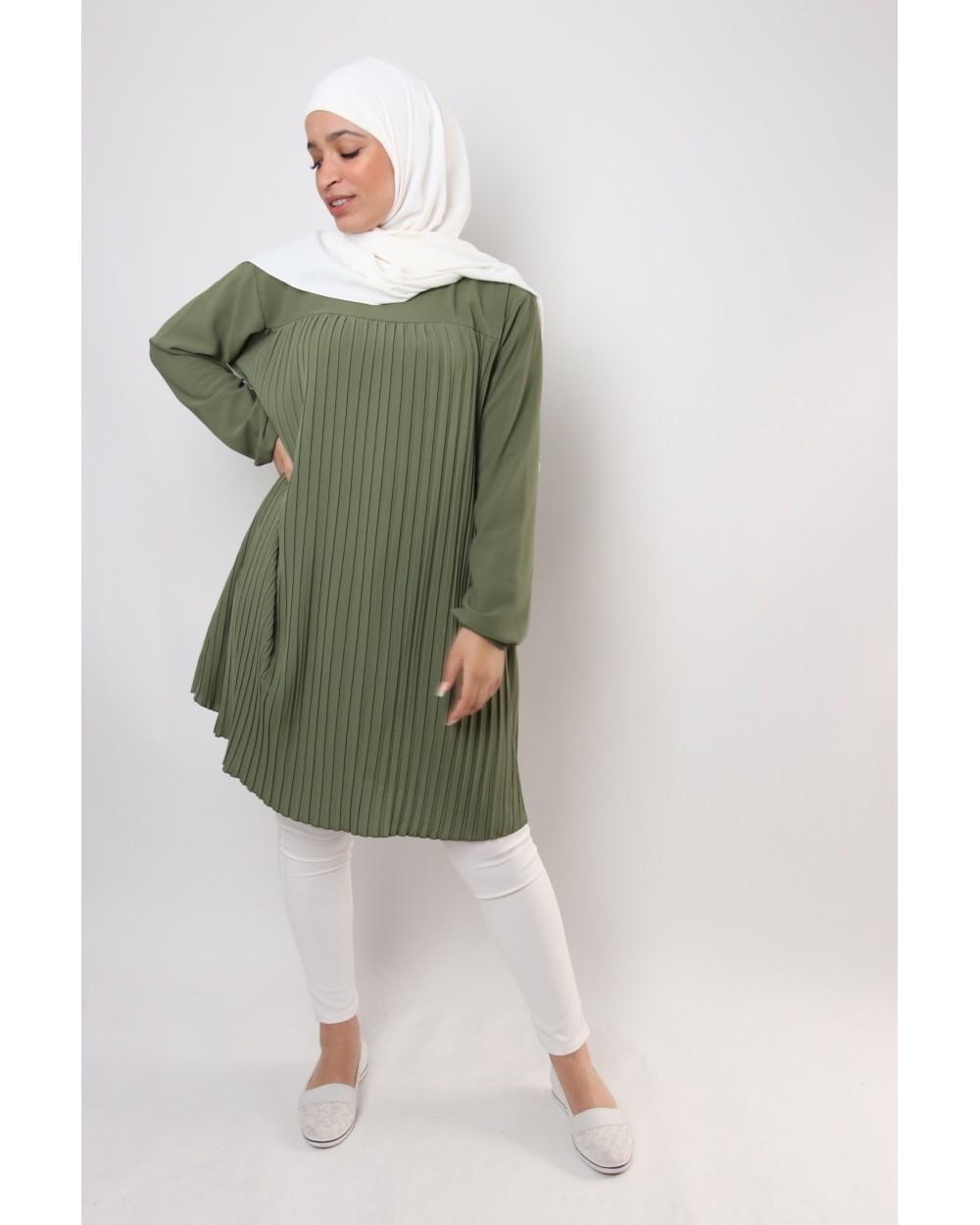 Tunique Triana crêpe plissée grande taille