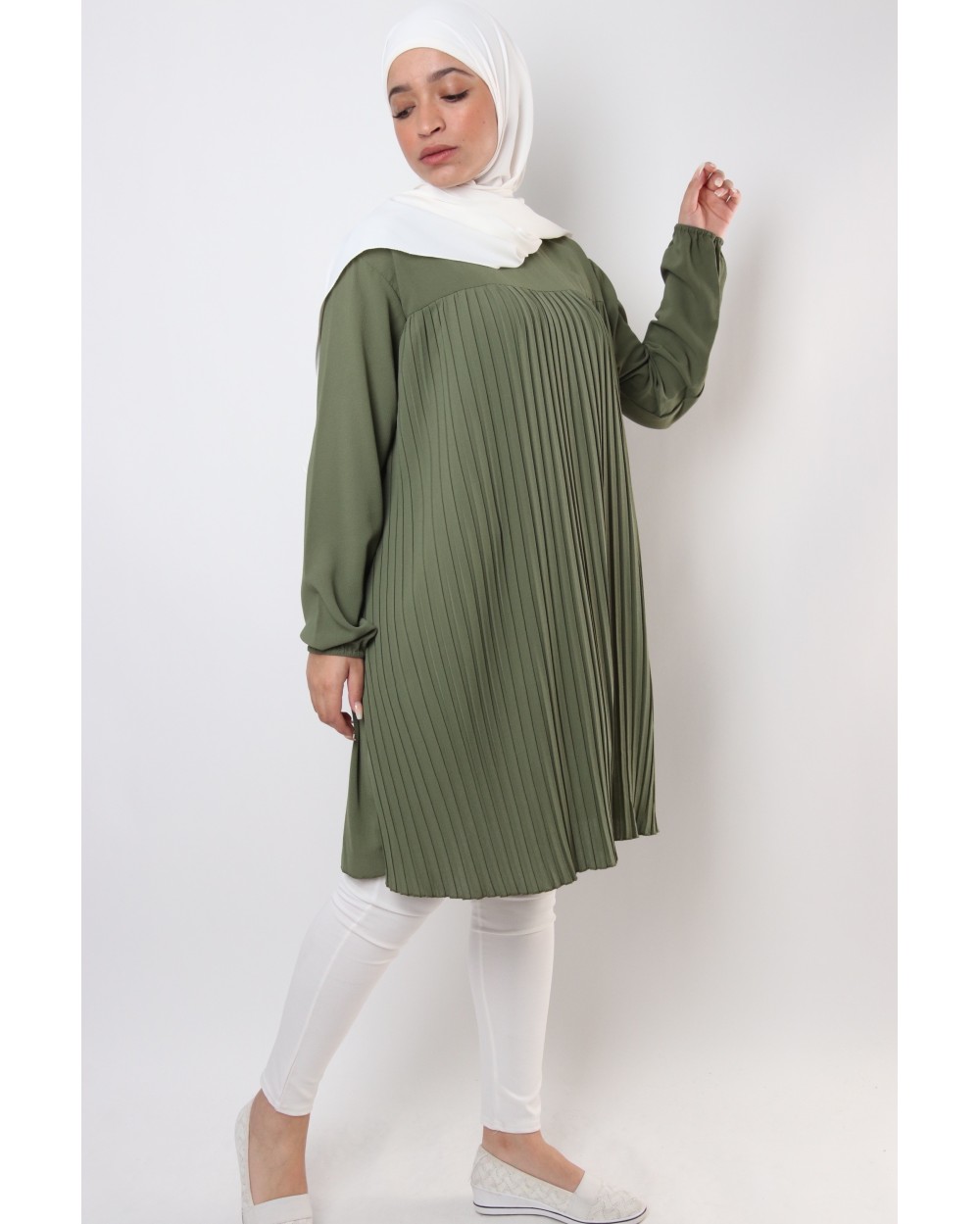 Triana crepe tunic pleated large size