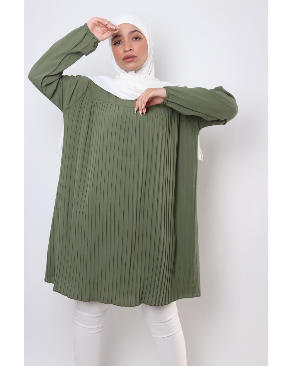 Tunique Triana crêpe plissée grande taille