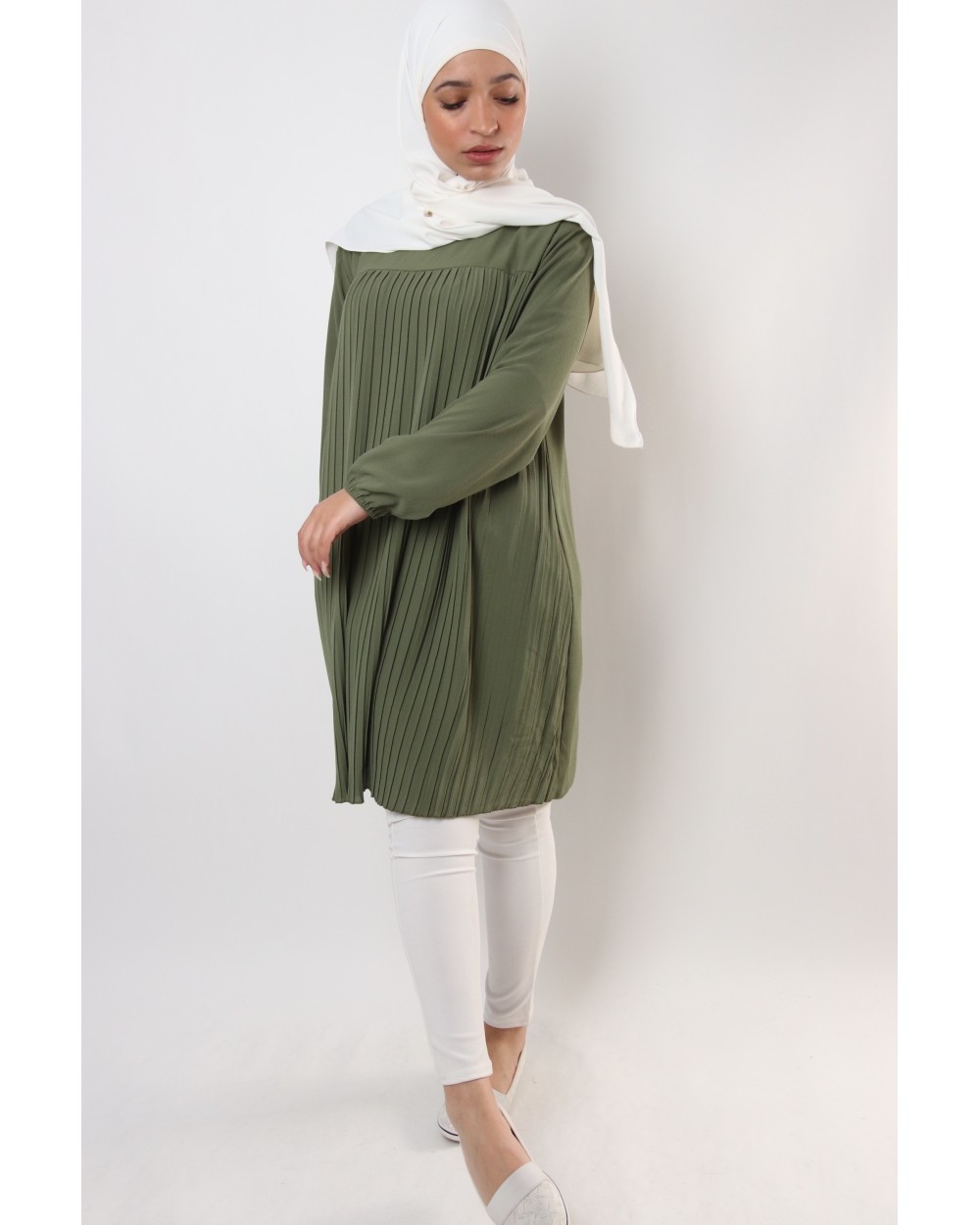 Tunique Triana crêpe plissée grande taille