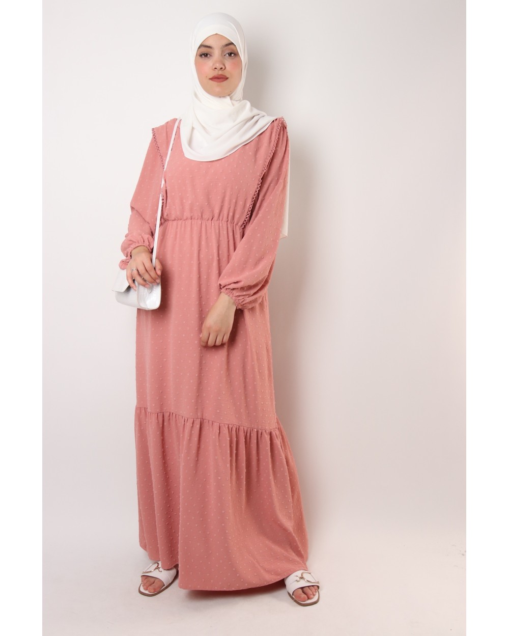 Rayanisa plumetis dress with lace