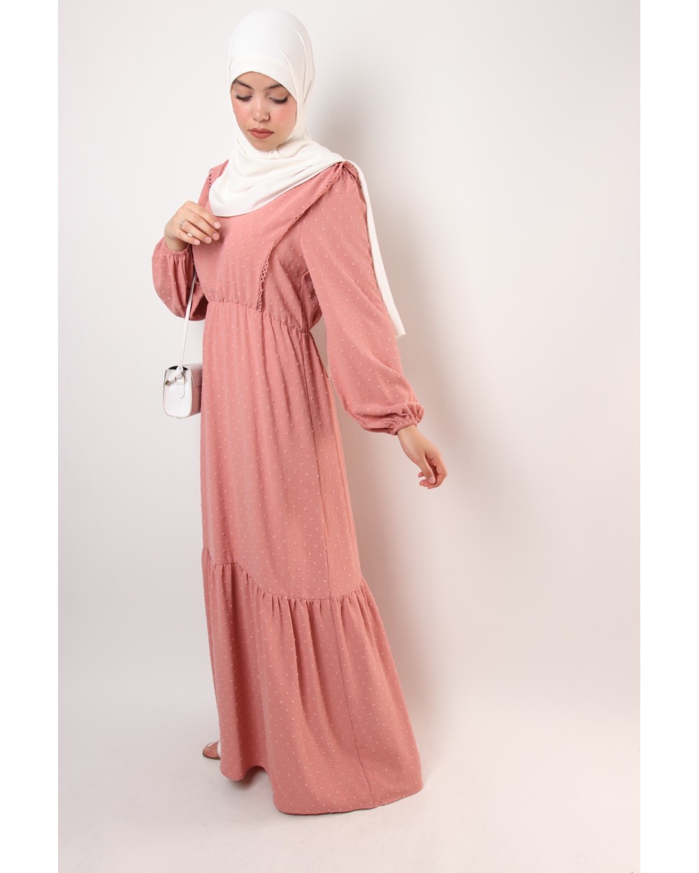 Rayanisa plumetis dress with lace