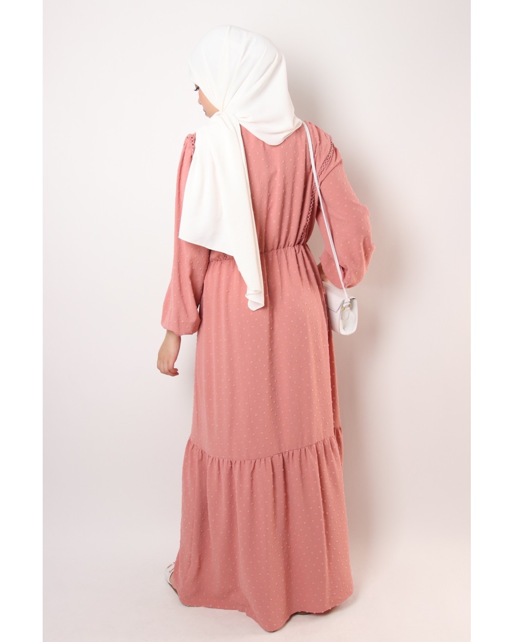 Rayanisa plumetis dress with lace