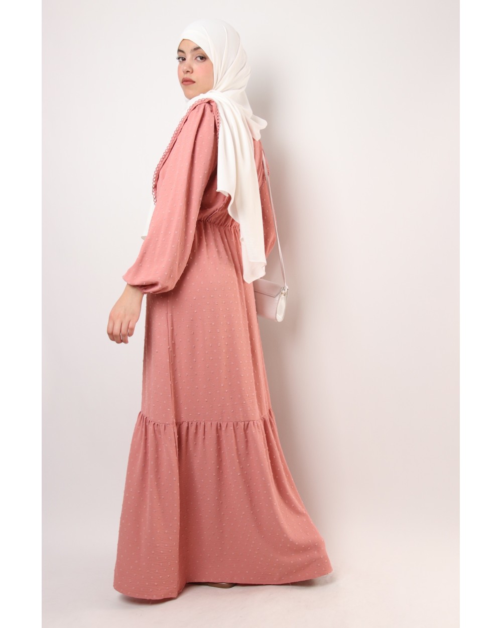 Rayanisa plumetis dress with lace