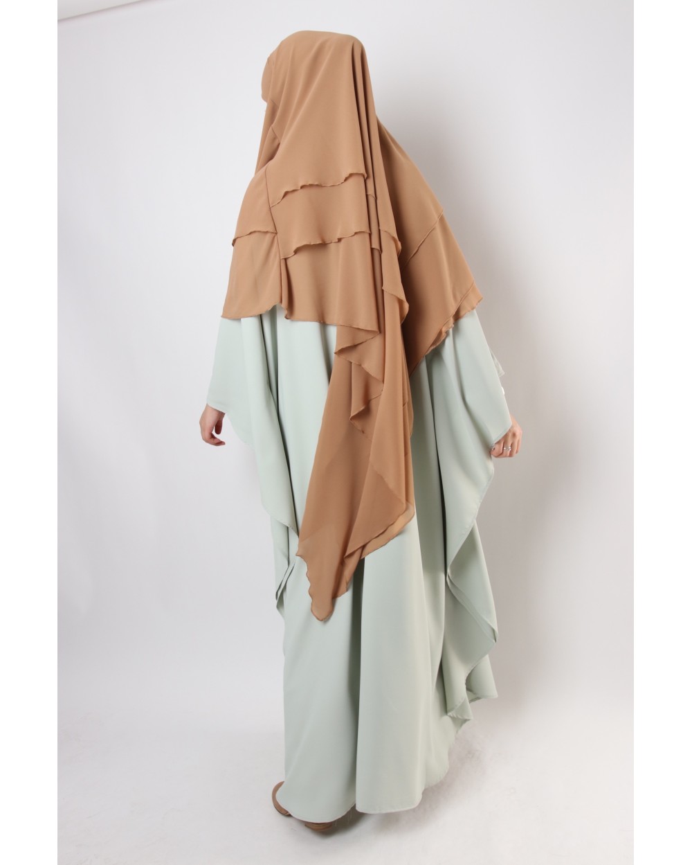  Khimar  mousseline 3 voiles Couleur Camel Couleur Camel