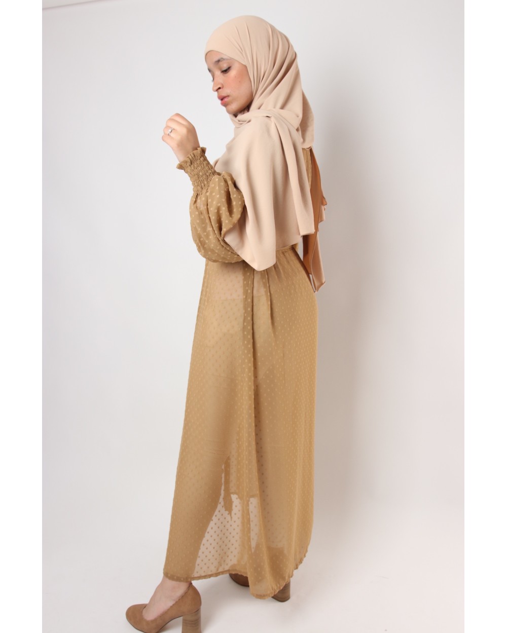 Plumetis kimono with balloon sleeves