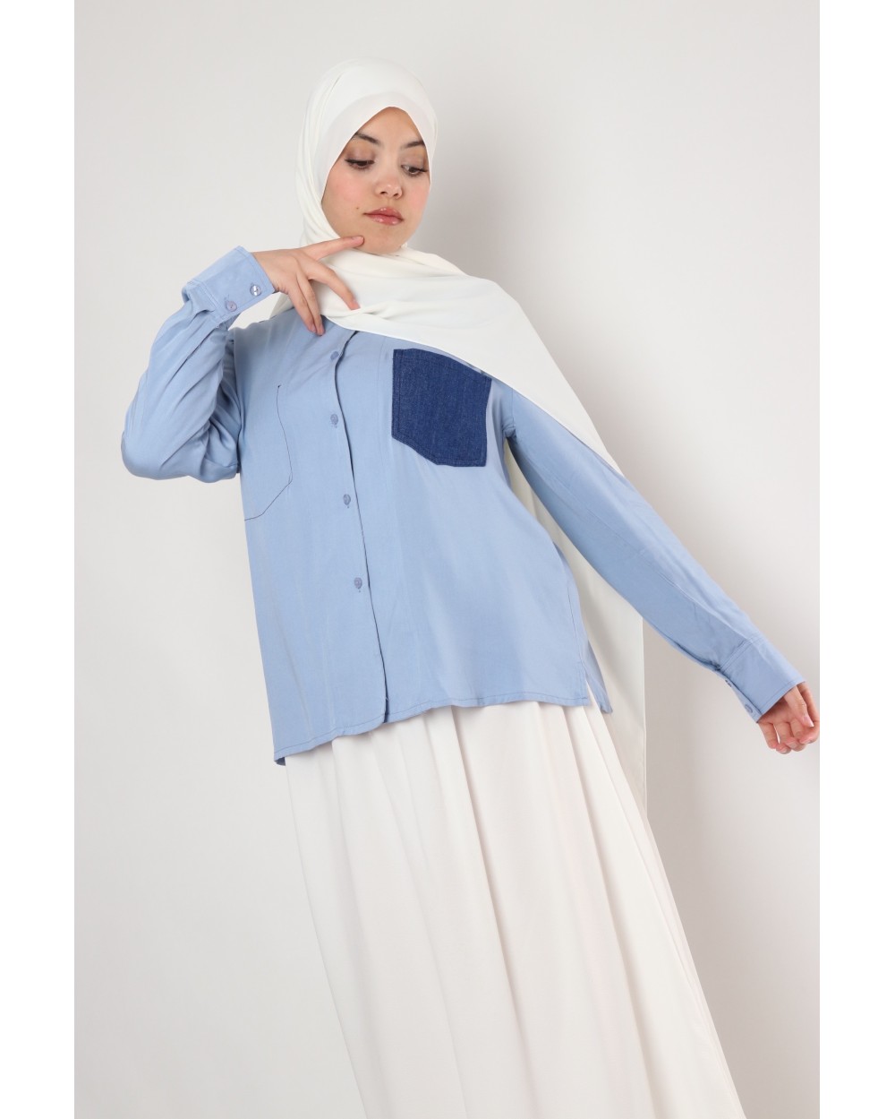 Chemise effet poches jeans