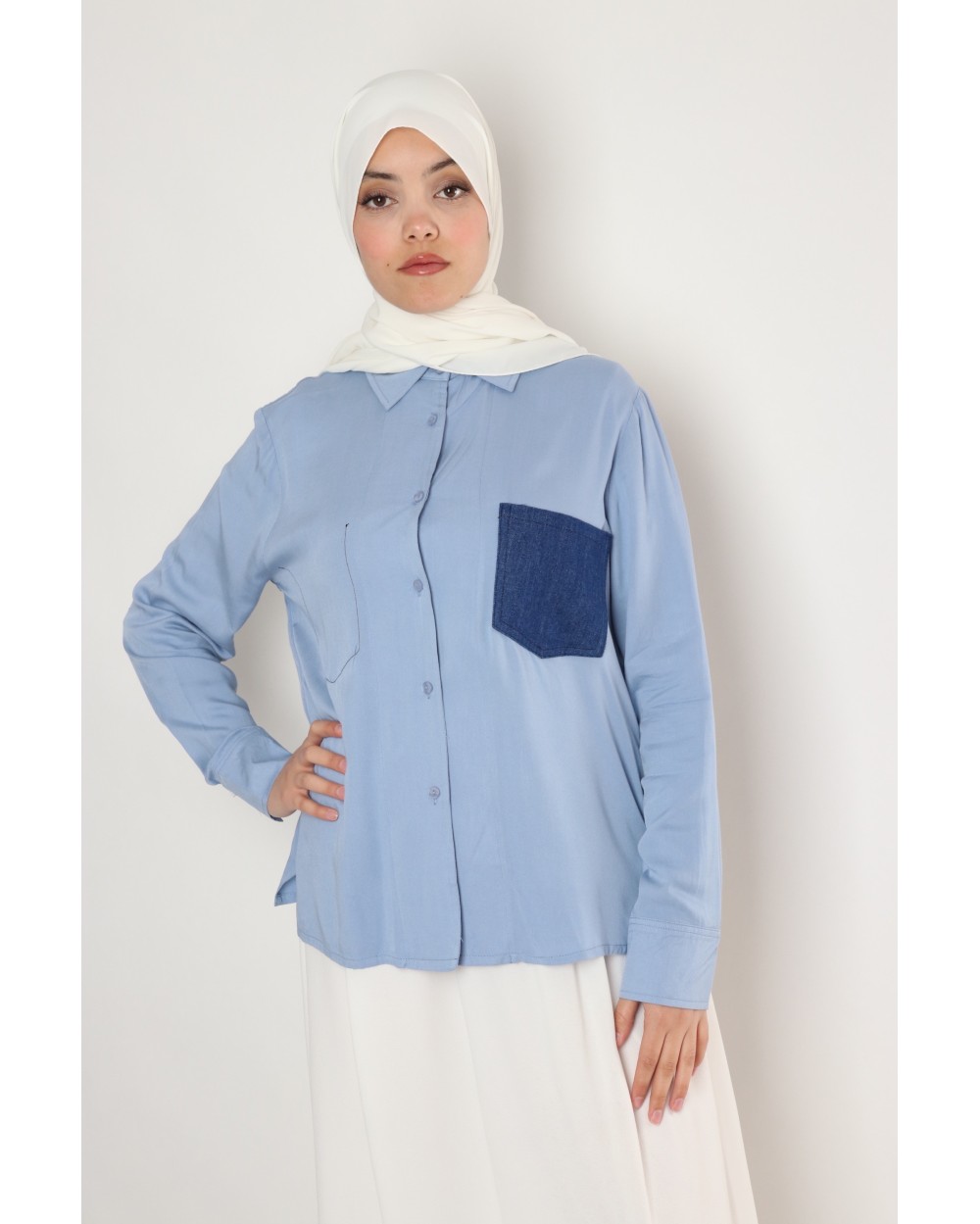 Jeans pocket effect shirt