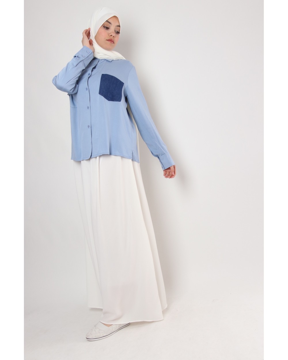 Jeans pocket effect shirt