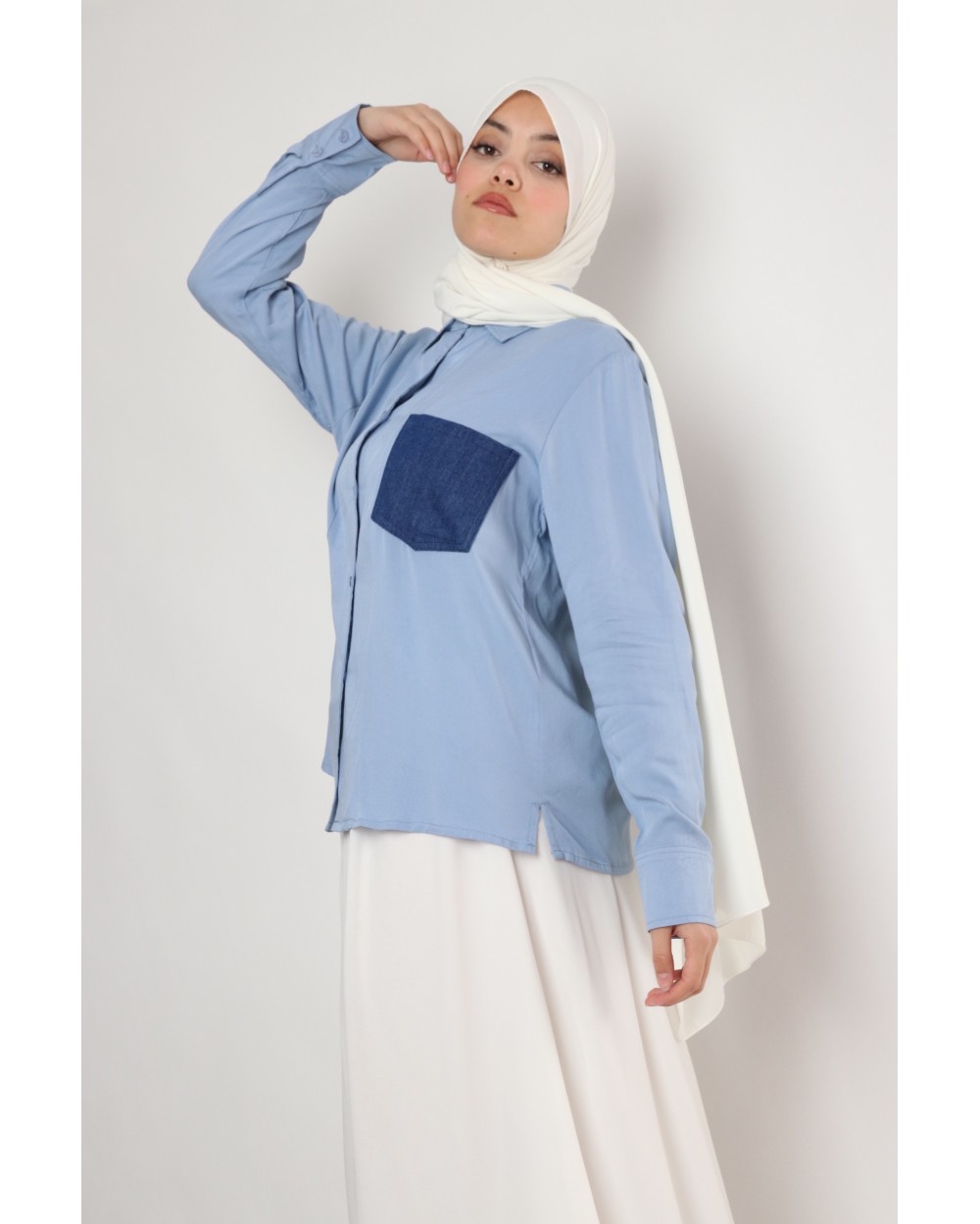 Jeans pocket effect shirt