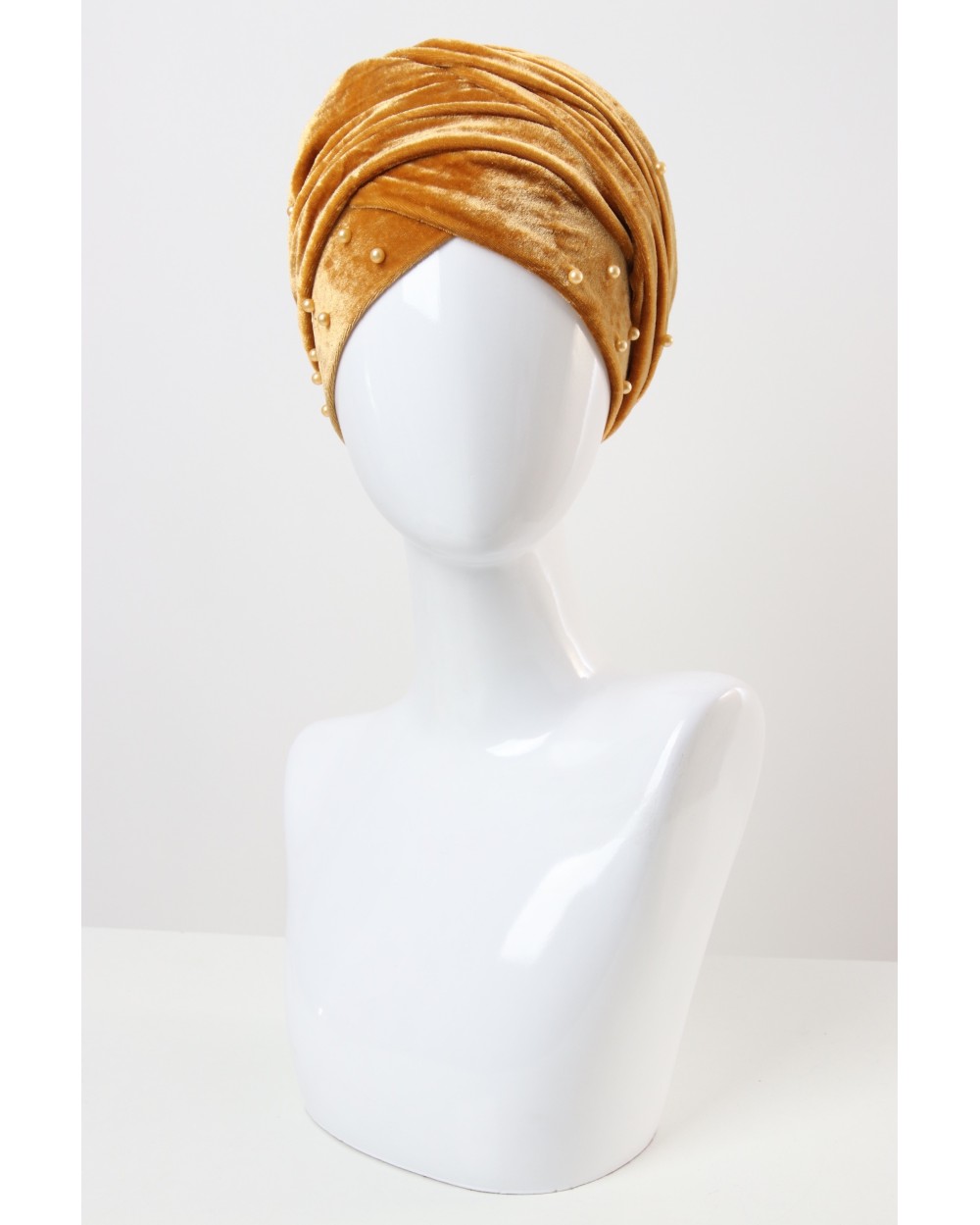 Turban to tie in pearl velvet