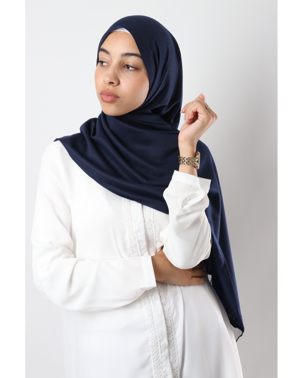 Maxi hijab Arcange avec dentelle et perles