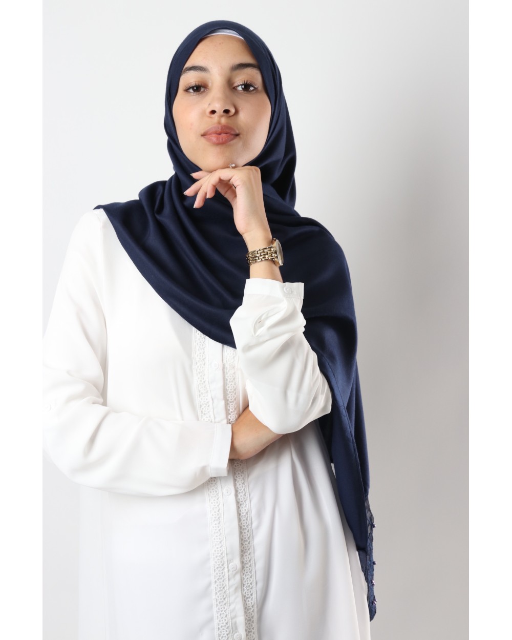 Maxi hijab Arcange avec dentelle et perles