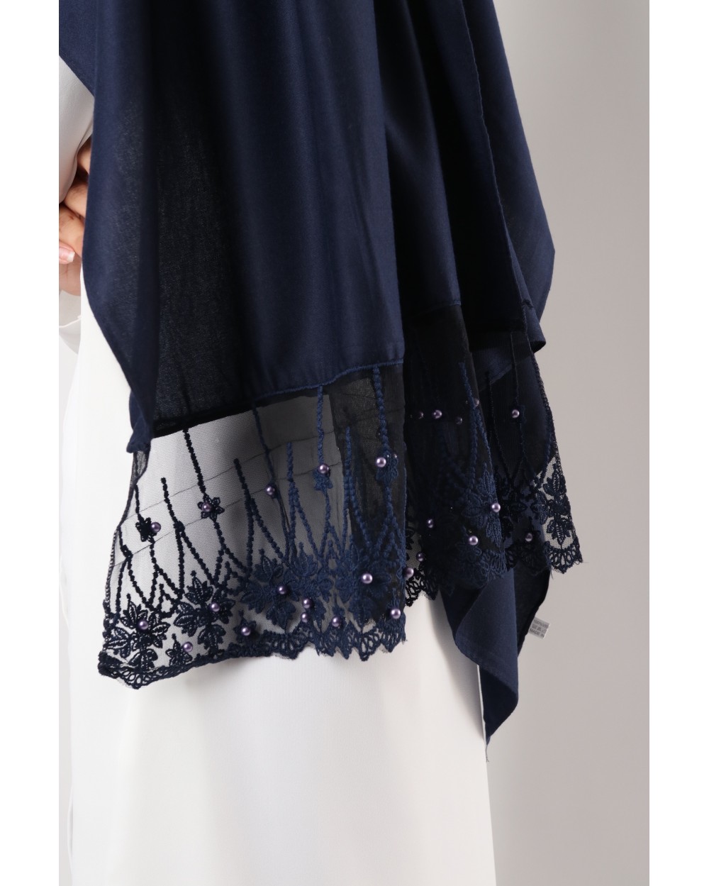 Maxi hijab Arcange avec dentelle et perles