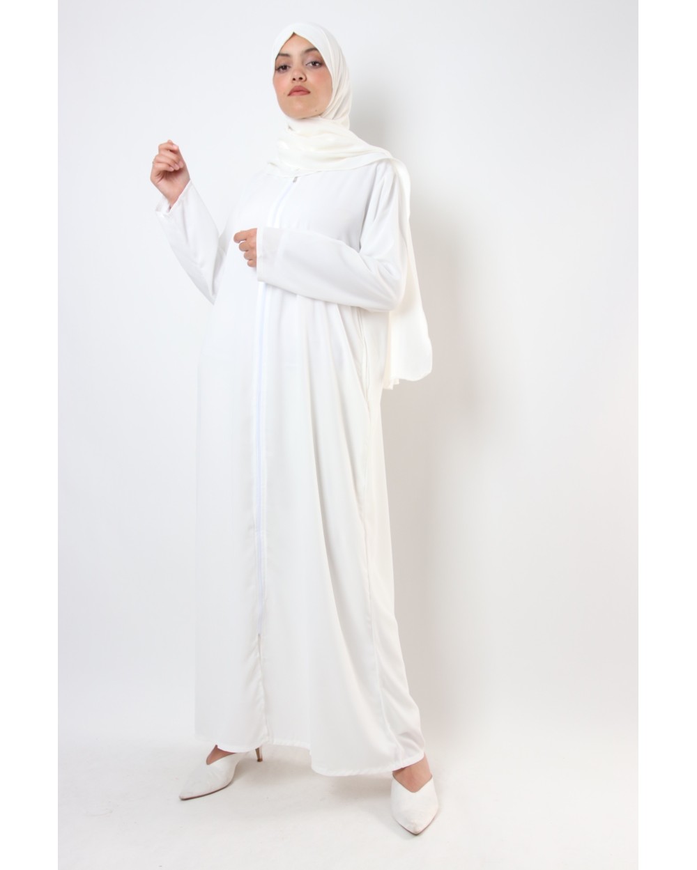 White zip abaya