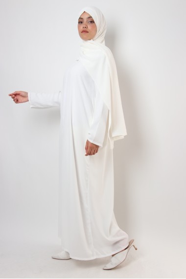 Abaya zip blanche