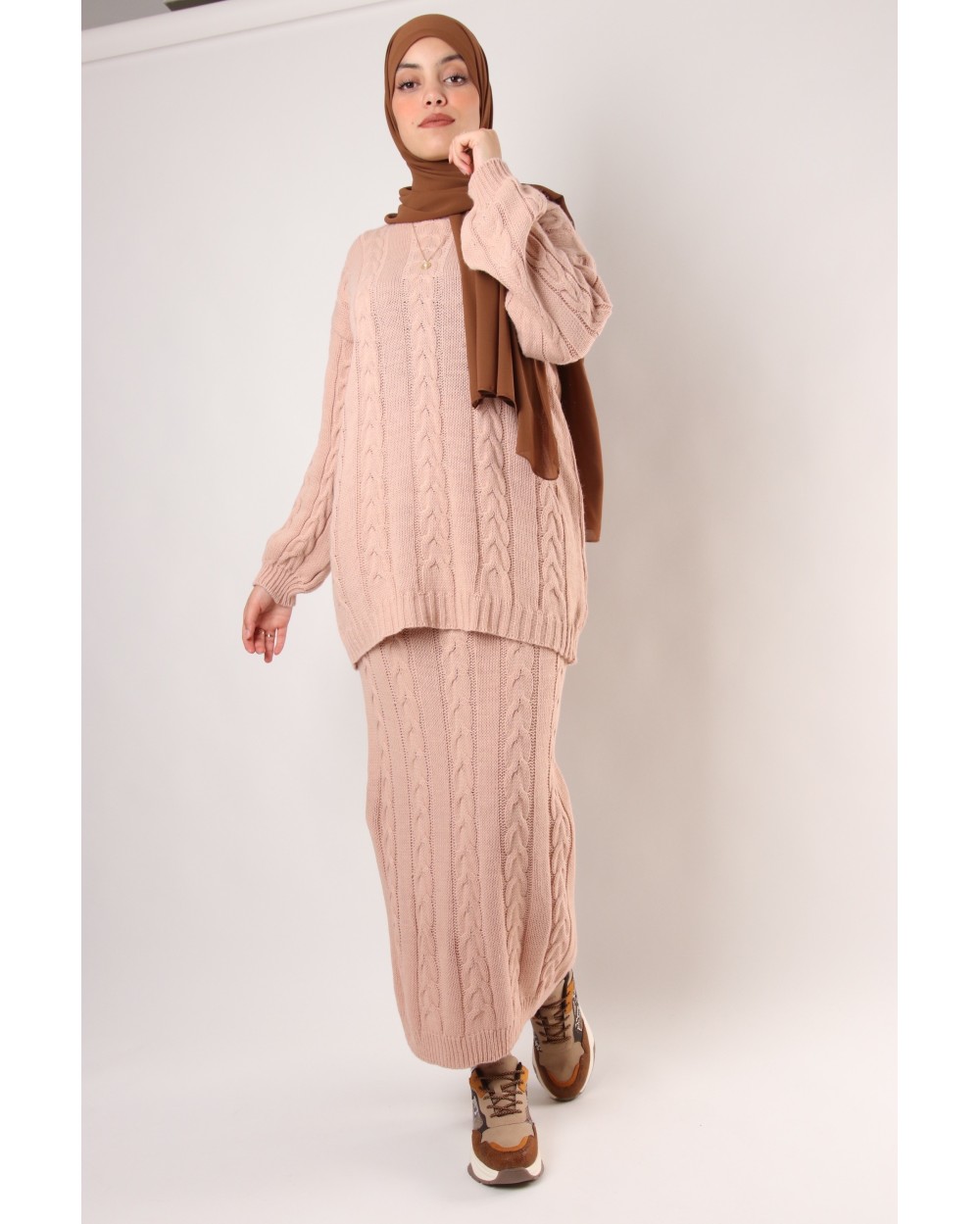 Cozy pullover and skirt set