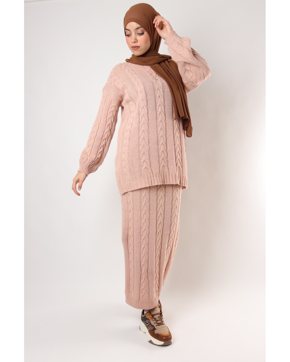 Cozy pullover and skirt set