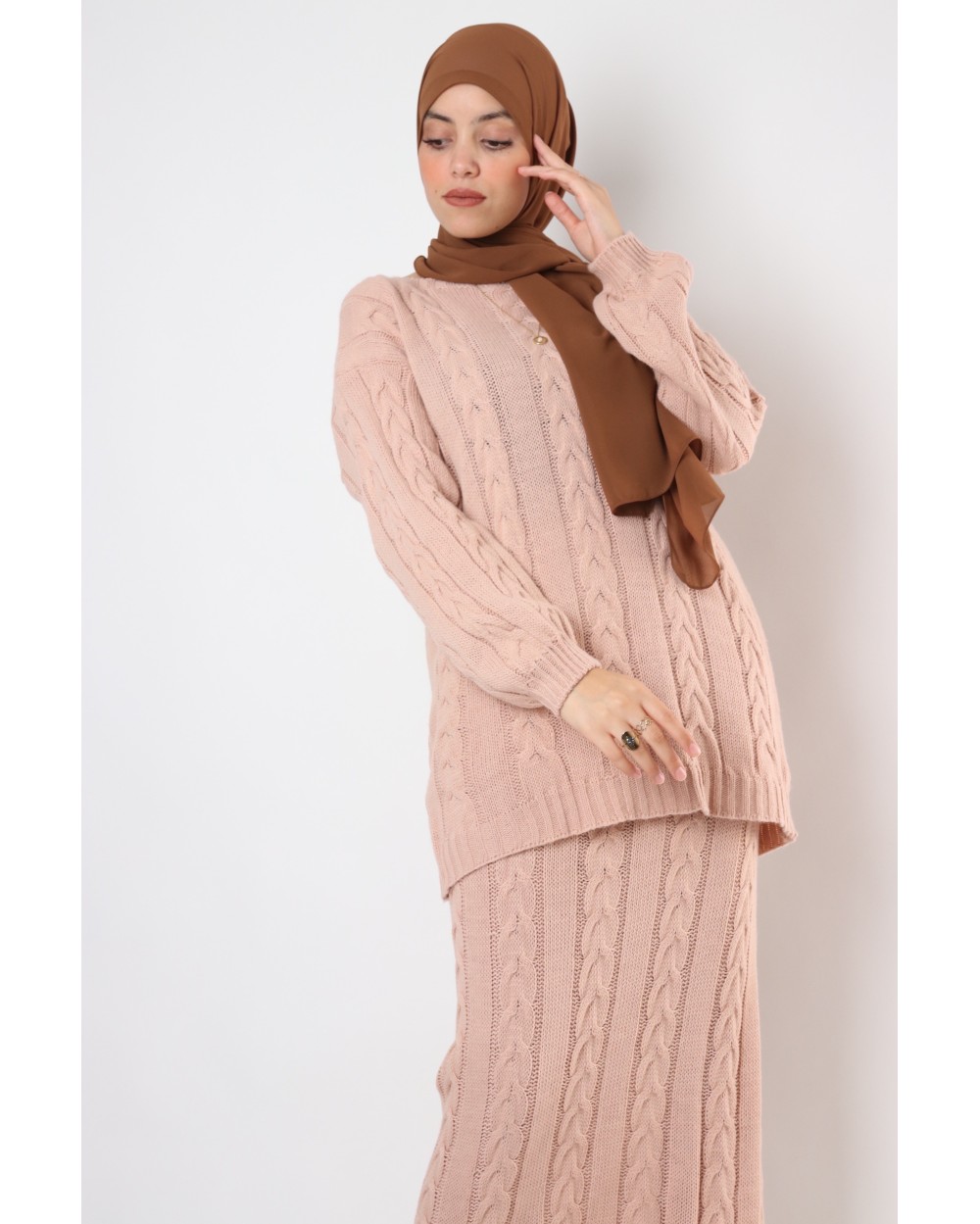 Cozy pullover and skirt set