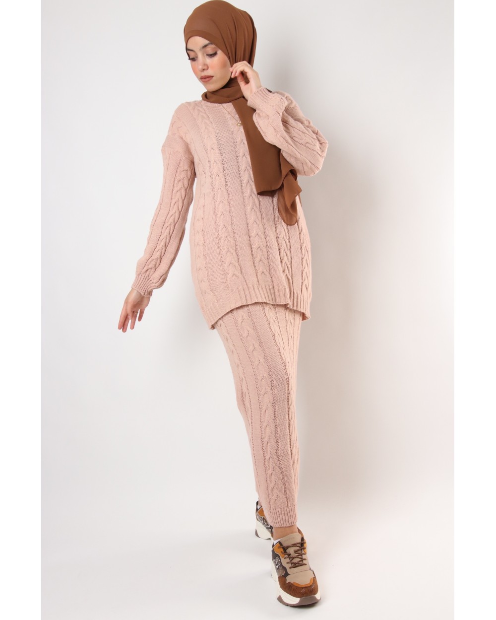 Cozy pullover and skirt set