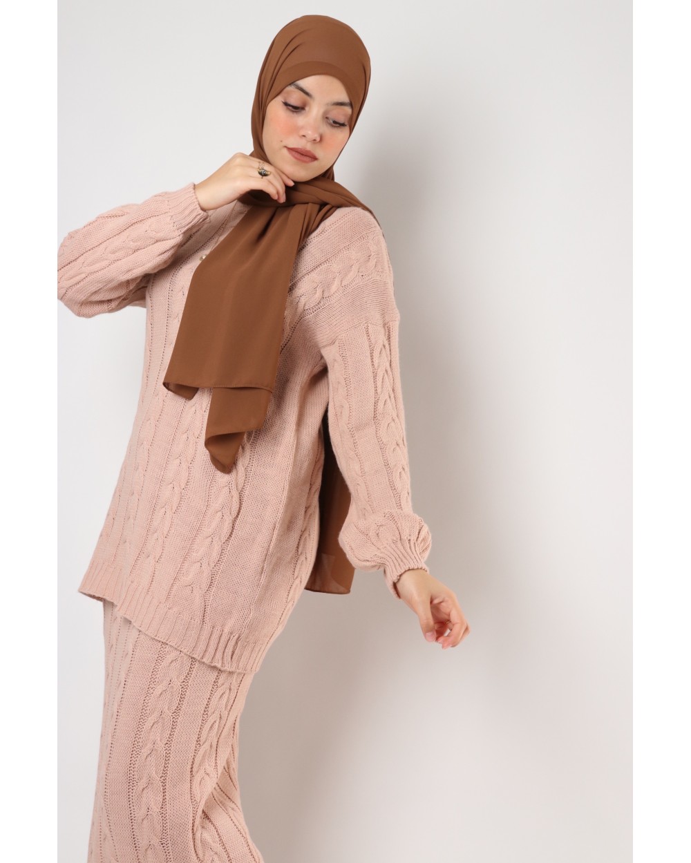 Cozy pullover and skirt set