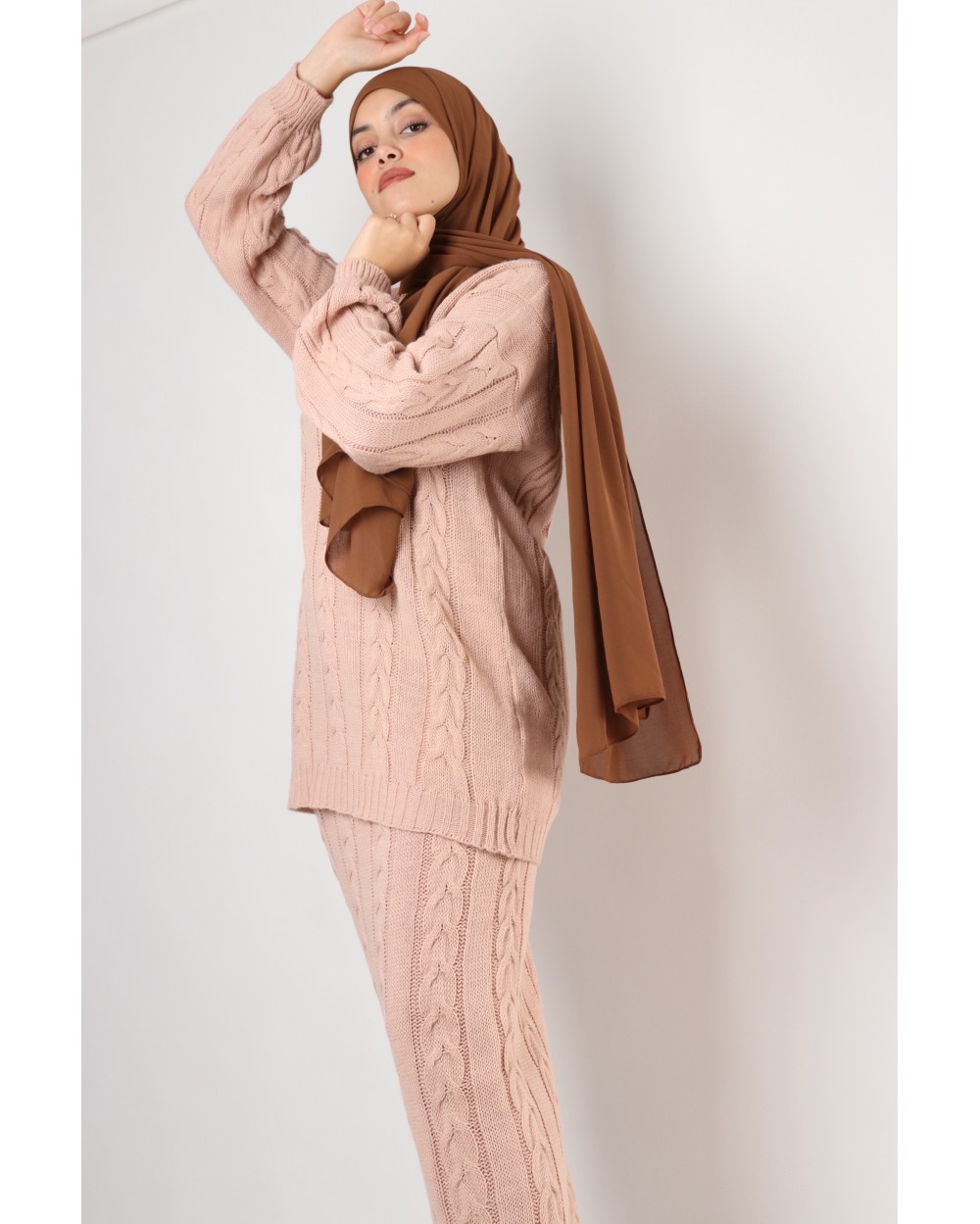 Cozy pullover and skirt set