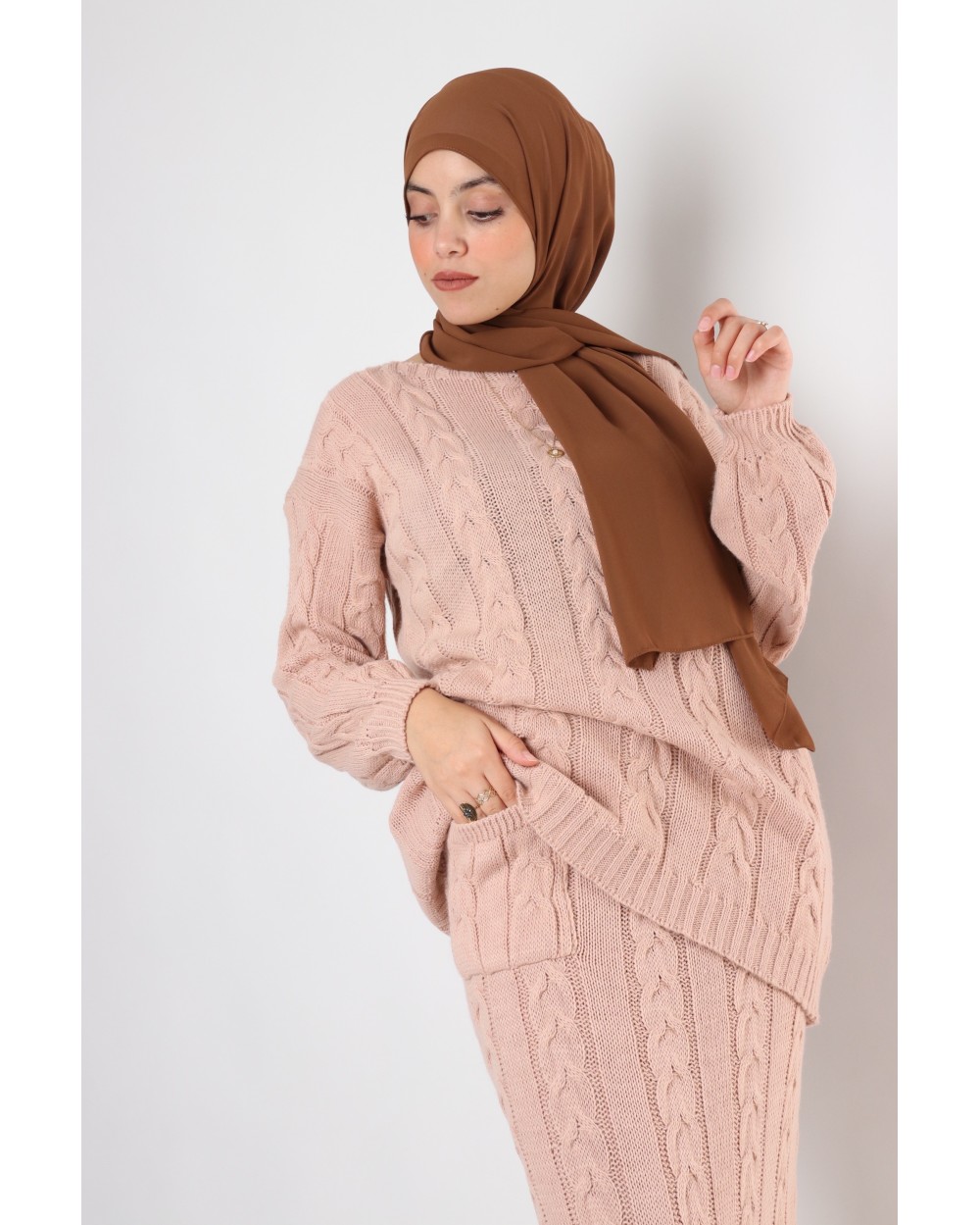 Cozy pullover and skirt set