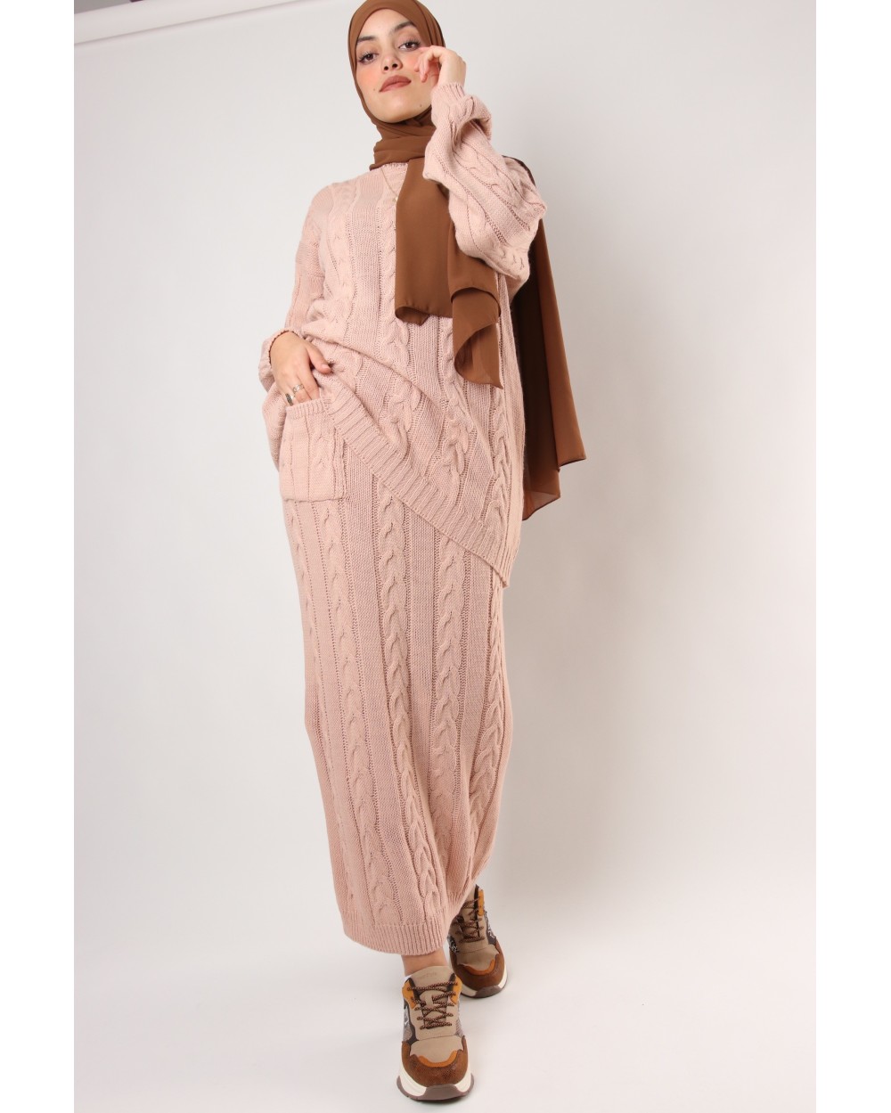 Cozy pullover and skirt set