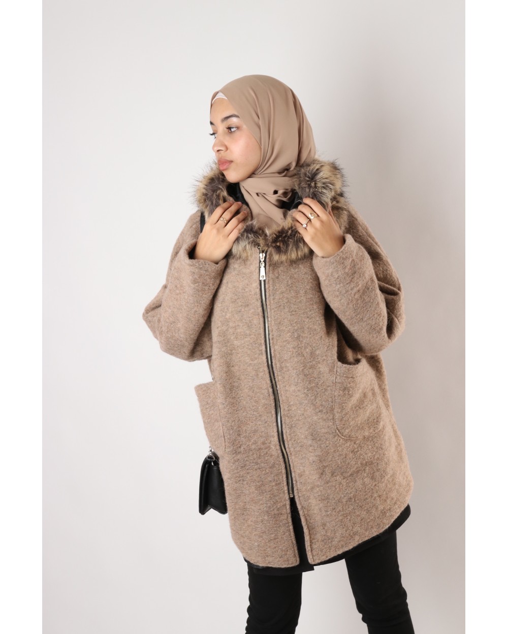 Souheila coat with hooded zip