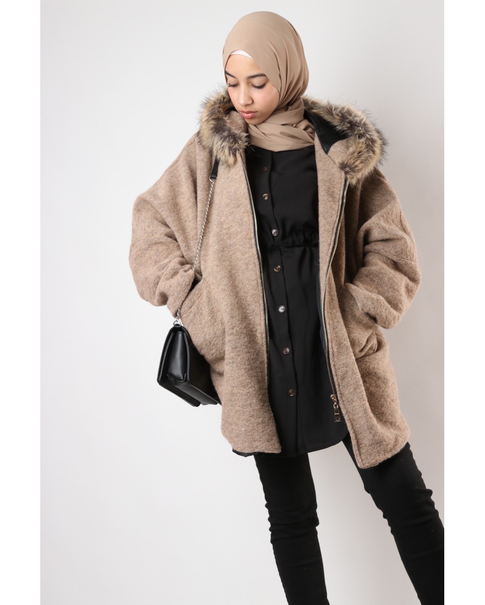 Souheila coat with hooded zip