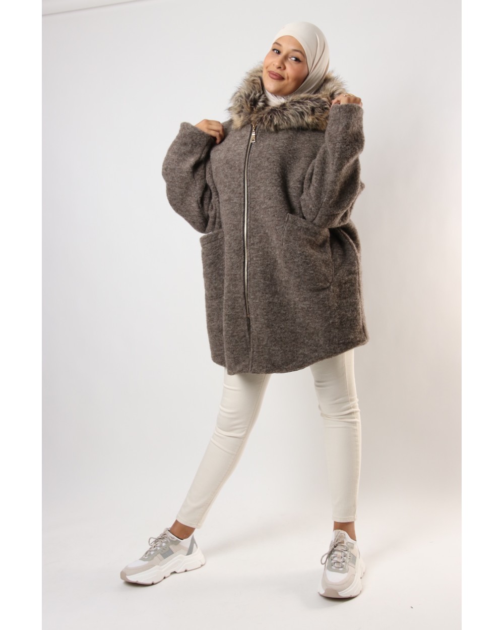 Souheila coat with hooded zip