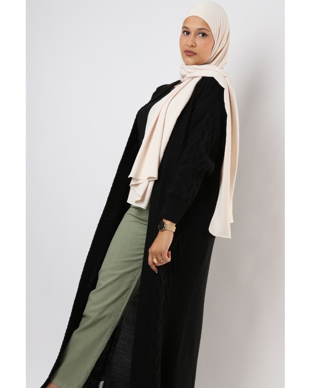 Gilet long Gaby torsades