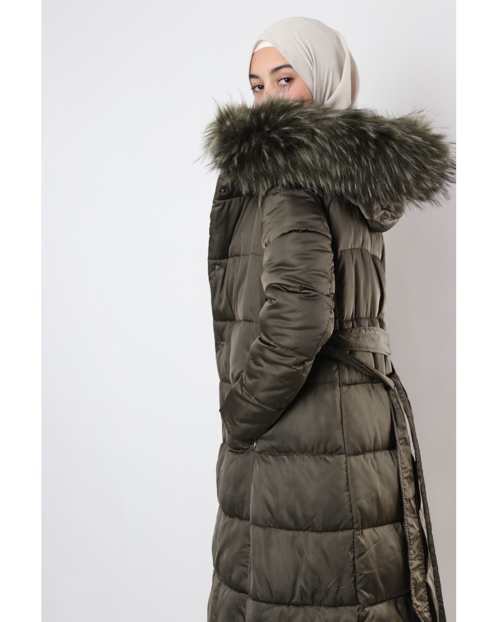 Doudoune longue Deborah capuche fourrure
