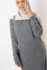 Maxi long sweater Polina with pearl
